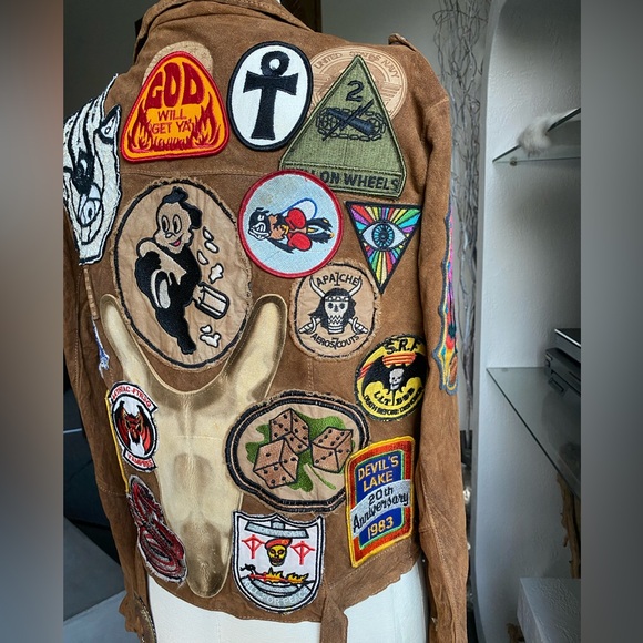 Giorgio Brato Suede Vintage Patches Biker Jacket Agatha NYC festival 60s 70s - Picture 7 of 16